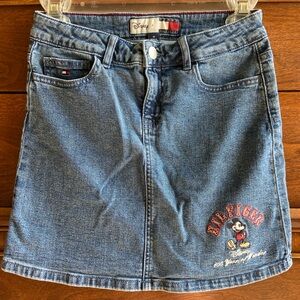 Tommy Hilfiger Disney Mickey Mouse Denim Skirt Girls 10 Y2K Retro Style